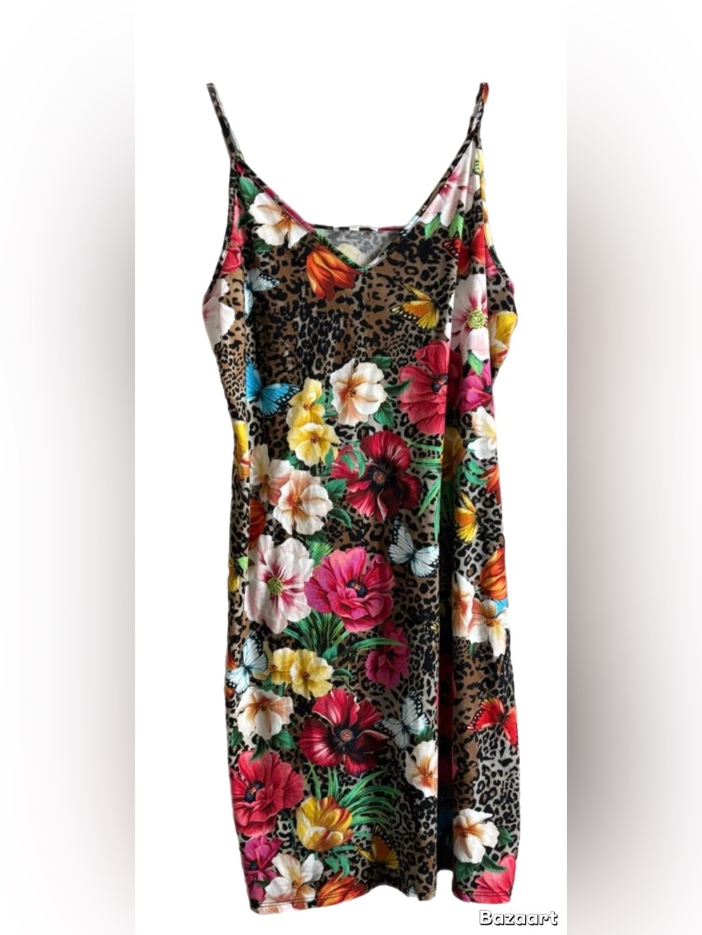JOHNNY WAS LEOPARD AND TROPICAL PRINT DRESS XL EUC